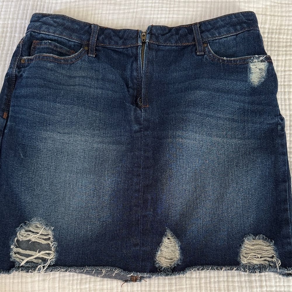 Distressed Denim Skirt